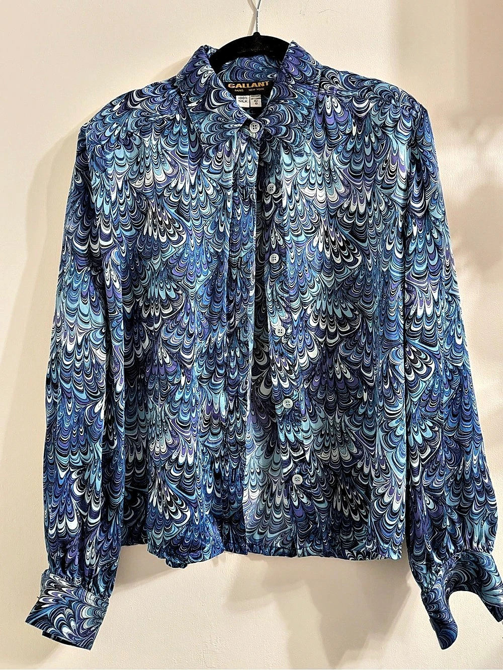 Gallant 100% Silk Abstract Print Button Down Size 10 Like New